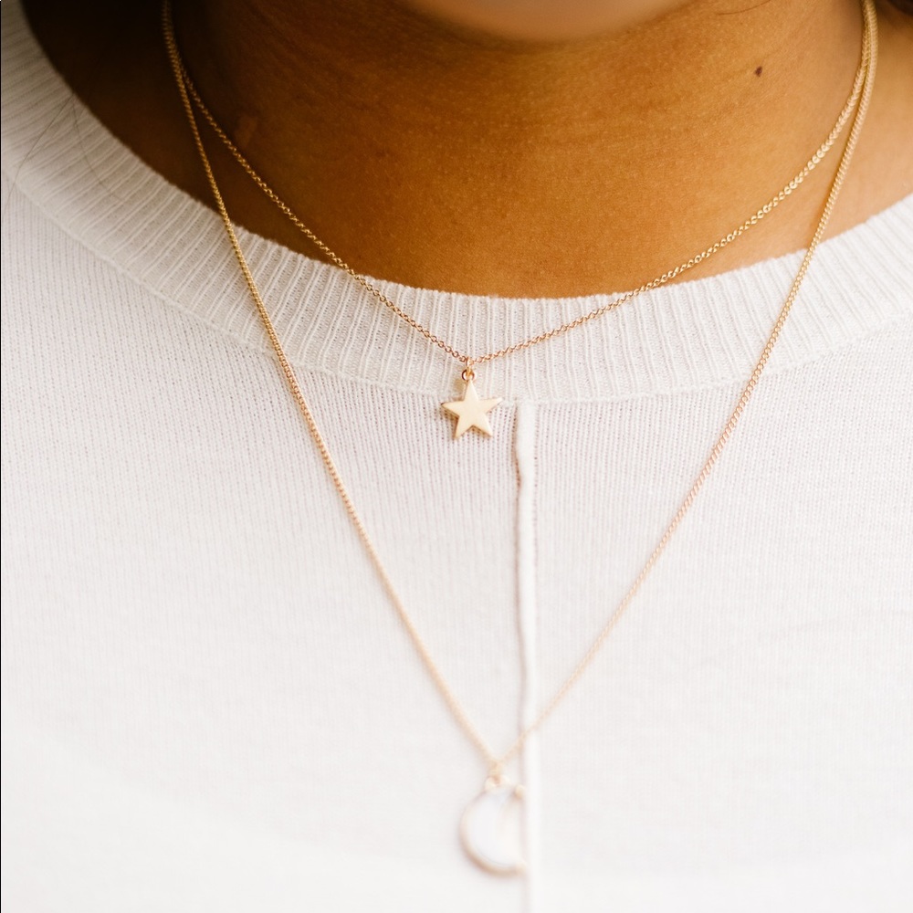 Celestial Moon & Star Layered Necklace - Picture 2 of 3